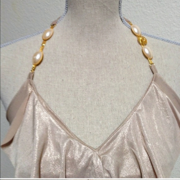 NWT Coalition Metallic Gold Halterneck Bodycon Mini Small - Picture 3 of 4